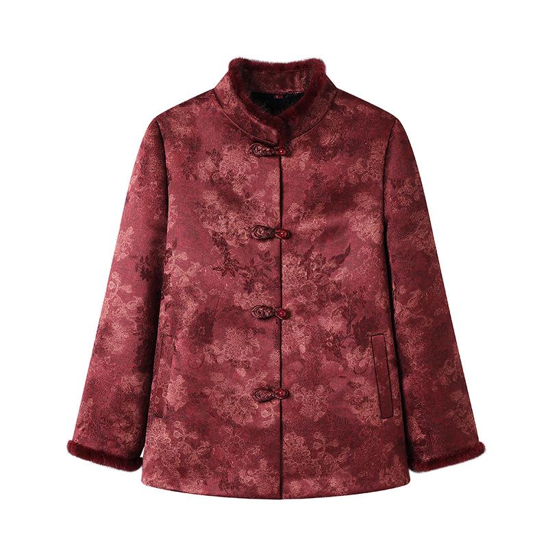 New Chinese Style Plus Size Velvet Jacket for Elderly Women – Thick Winter Wear for Grandma