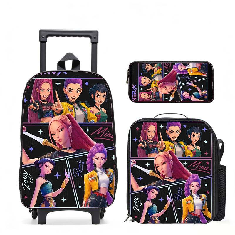 Series School Bag Large Capacity Tie Rod Bag Burden Reduction Student Backpack Children'S Backpack Trailing Backpack