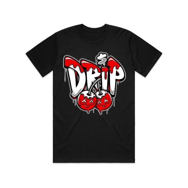 

European Size Men s Money Drop Pattern T-shirt-Black Crew Neck T-shirt with Bold Graffiti Design, Street Style, Perfect for Summer Casual Wear S чёрный