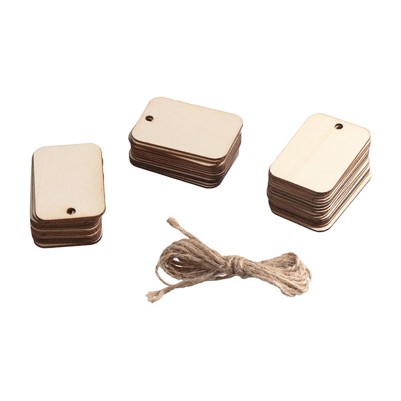 50Pcs Ornament Wood Planks Tags Wooden Hanging Labels Sheet Diy Engraving Crafts