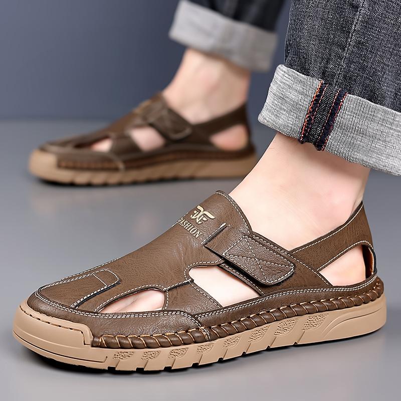 Fashion Luxury Business Casual Shoes Outdoor Leather Men Sandal Men Summer Hollow Out Non-slip Shoes Soft Sole Comfortable Men Sandalias