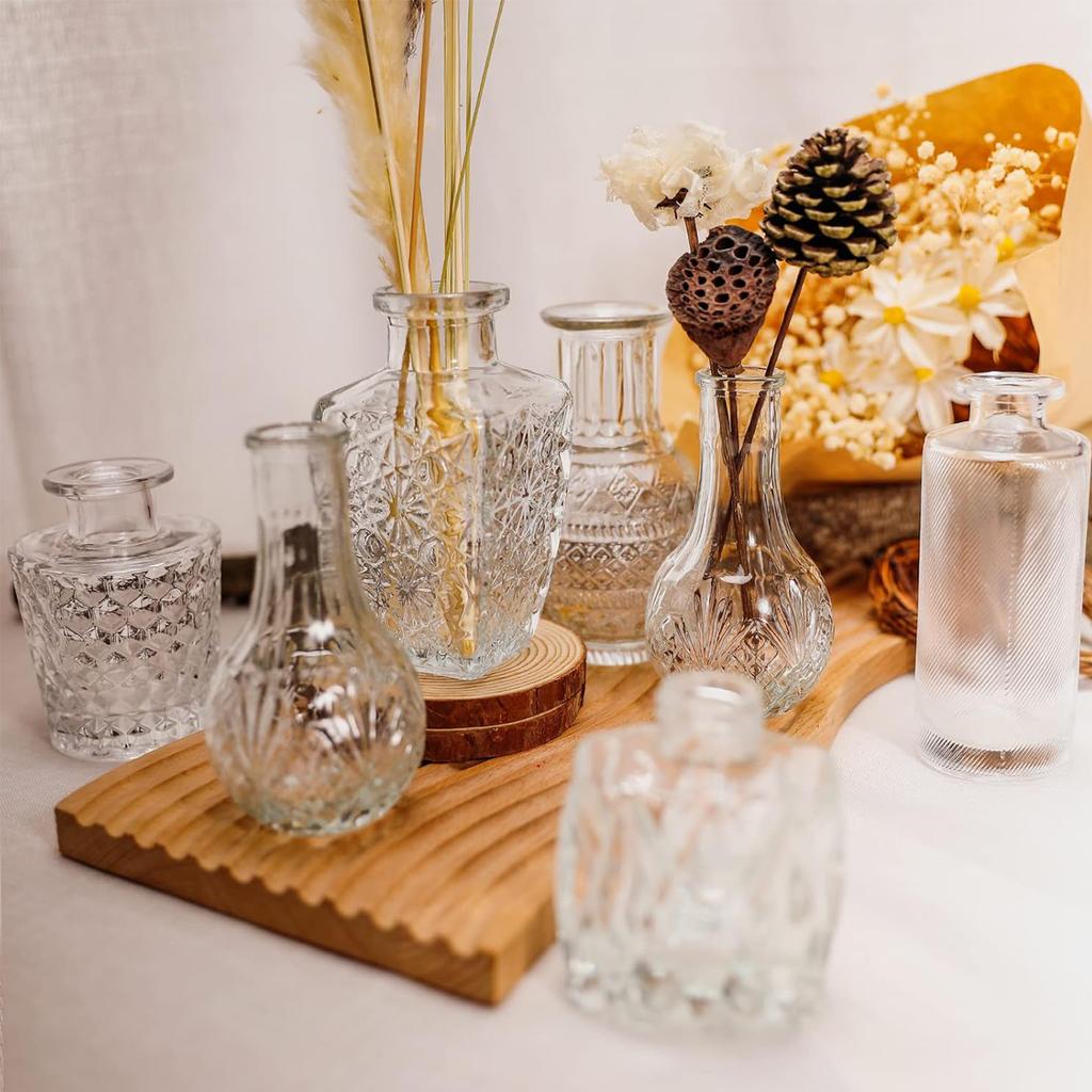 Small Flower Vase Clear Decorative Vase Clear Glass Bud Vases for Home Wedding Table Decorations