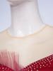 Womens Long Sleeve Bodysuit Dress Rhinestones Sheer Mesh Hem Buttoned Crotch Latin Dance Wear