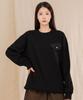 Ellamo Terry Basic Plain Triangle Pocket Oversized Sweatshirt [Black]