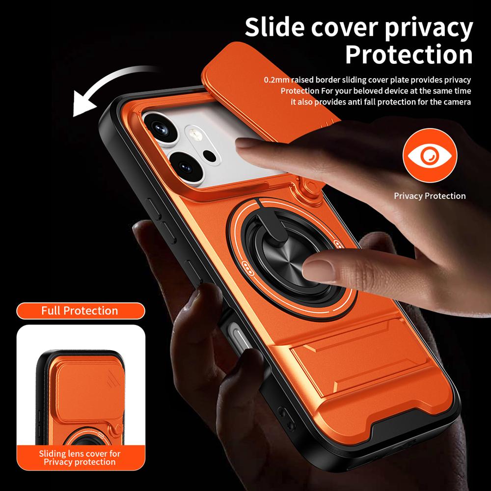 KEYSION Magnetic Phone Case for HONOR 600 600 Pro 5G Slide Camera Protection Upright Kickstand 360° Ring Shockproof Back Cover