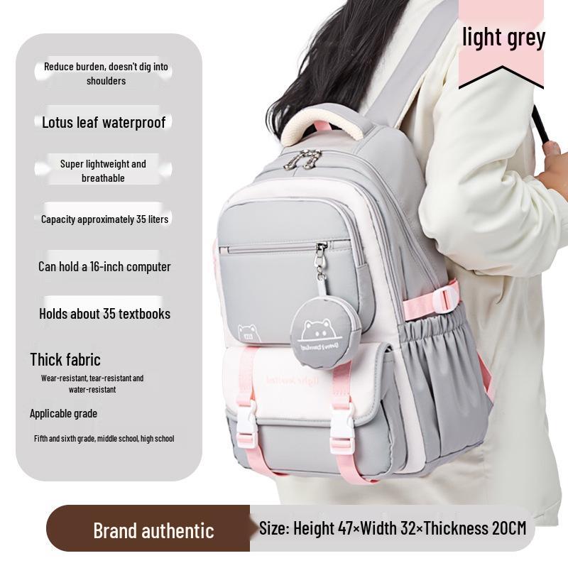 Trendy Color-Block Backpack: Lightweight, Large-Capacity Schoolbag for Female Students