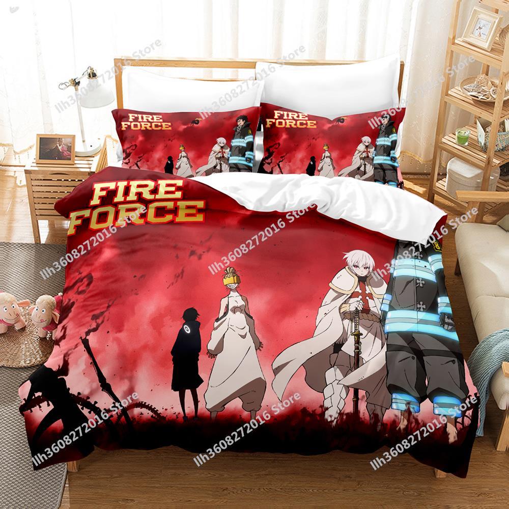 Fire Force Bedding Set Single Twin Full Queen King Size Bed Set Adult Kid Bedroom Three-Piece Suits 3D Print Anime Bed Shee