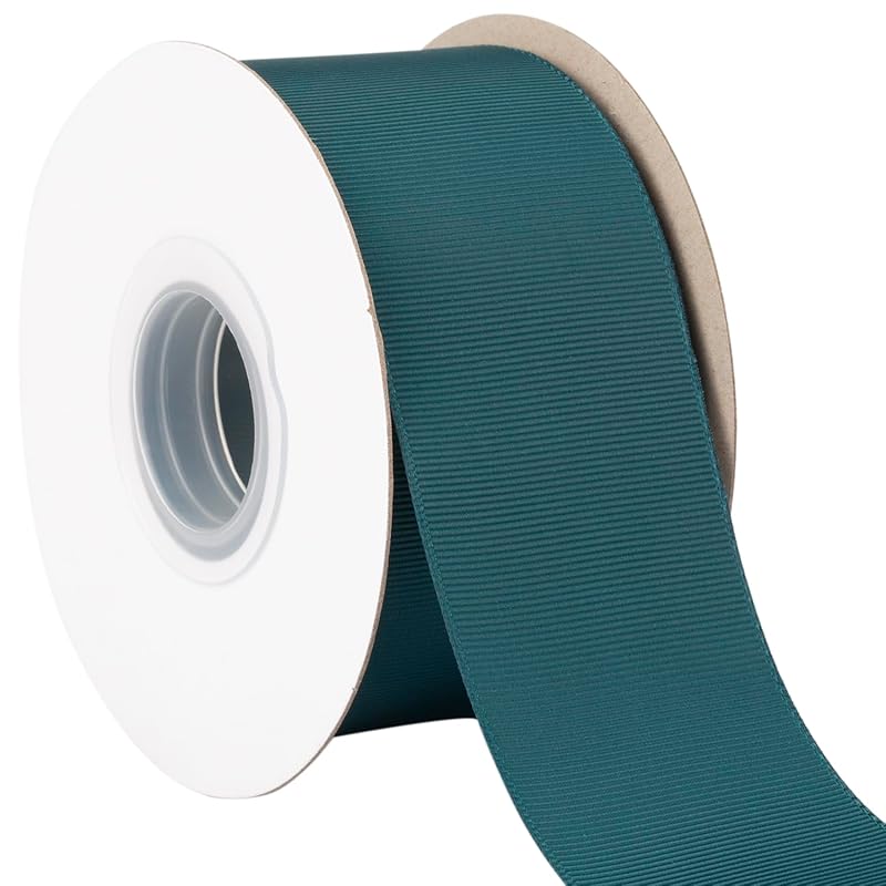 [Tekdeere]Width 50mm Solid Teal Grosgrain Ribbon, Perfect for Gift Wrapping, Sewing, Hair Accessories, Wedding Decorations - 22 Meters/roll