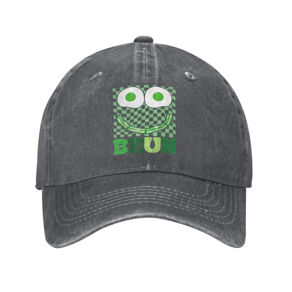 Spring Bruh Green Face Eggs and Bacon Ham Breakfast St Patrick's Baseball Cap Sun  Adjustable Running Hippie Snapback Cap