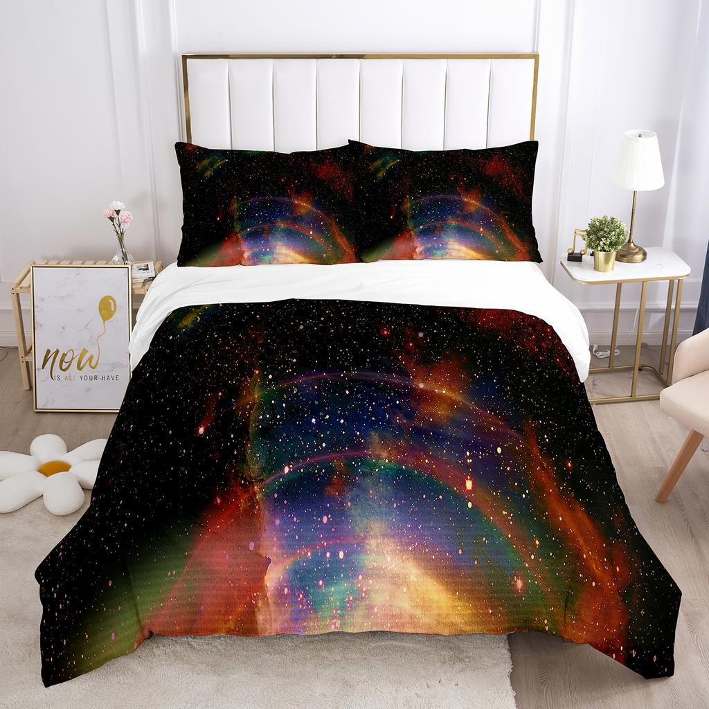 Galaxy Duvet Cover King 3D Space Themed Bedding Set Microfiber Soft 3pcs Universe Pattern