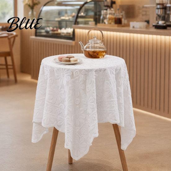 Transparent Texture Tablecloth Cloth Lace Tablecloth Pattern Sunflower Jacquard Round Decorative Table Fabric Floral Cover Dinner for Wedding Party