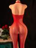 S Women'S Sexy Lingerie Rhinestone Halter V Neck Bodysuit Fishnet Hollow Out Jumpsuit Sexy Crotchless Night Party Underwear