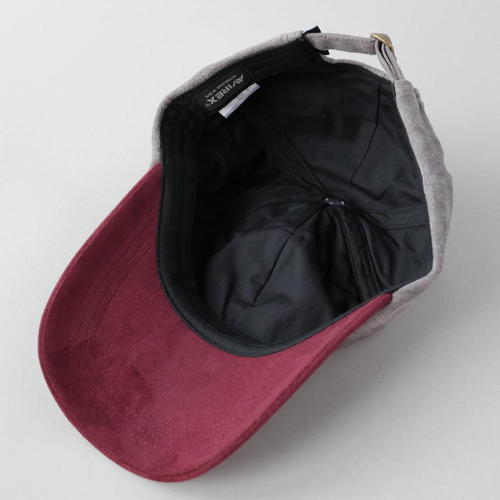 AVIREX Micro Suede Low Military Baseball Hat One Club Gray x Cap, Cap, Men's Fall/Winter (JP, Alphabet, Size, Wine)