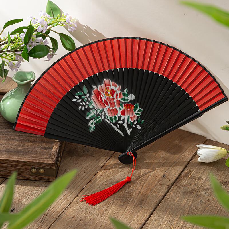 

Традиційний китайський зелений бамбуковий складаний віяло для жінок