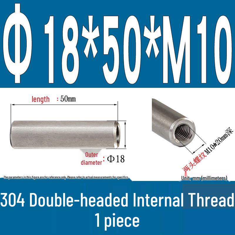 Stainless Steel 304 Double-Ended Threaded Cylindrical Guide Pin with Dual-End Holes