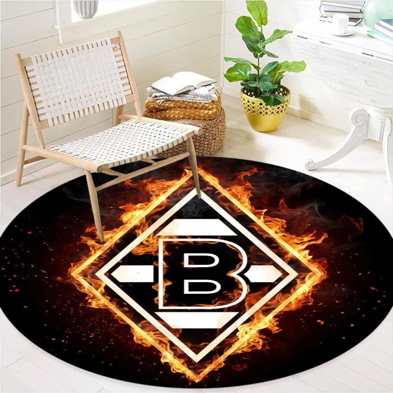 Borussia Mönchengladbach Round Area Rug,Carpet Rug for Living Room Bedroom Sofa Playroom Decor,Non-slip Floor Mat