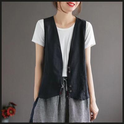 Summer Short Sleeveless Vest Women's Vest  Pure Cotton Sleeveless Jacket