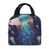 Psychedelic Bioluminescent Trippy Jellyfish Insulated Lunch Bag for Women Office Cooler Thermal Food Box Tote Lunch Boxes