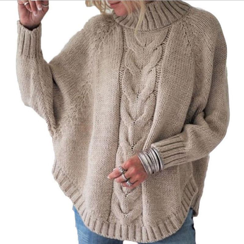 Autumn Winter Pullover Women Large-size Loose Bat Sleeve Knitted Sweater Female Streetwear