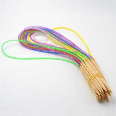 18 Sizes 2.0-10.0mm 80cm Bamboo Circular Knitting Needles Set with Colored Tube