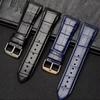 New Genuine Leather Watchband 22mm Silicone Watch Bracelet for GUESS W0040G3 W0040G5 W0247G3 Blue Wrist Band Men's Watch Strap