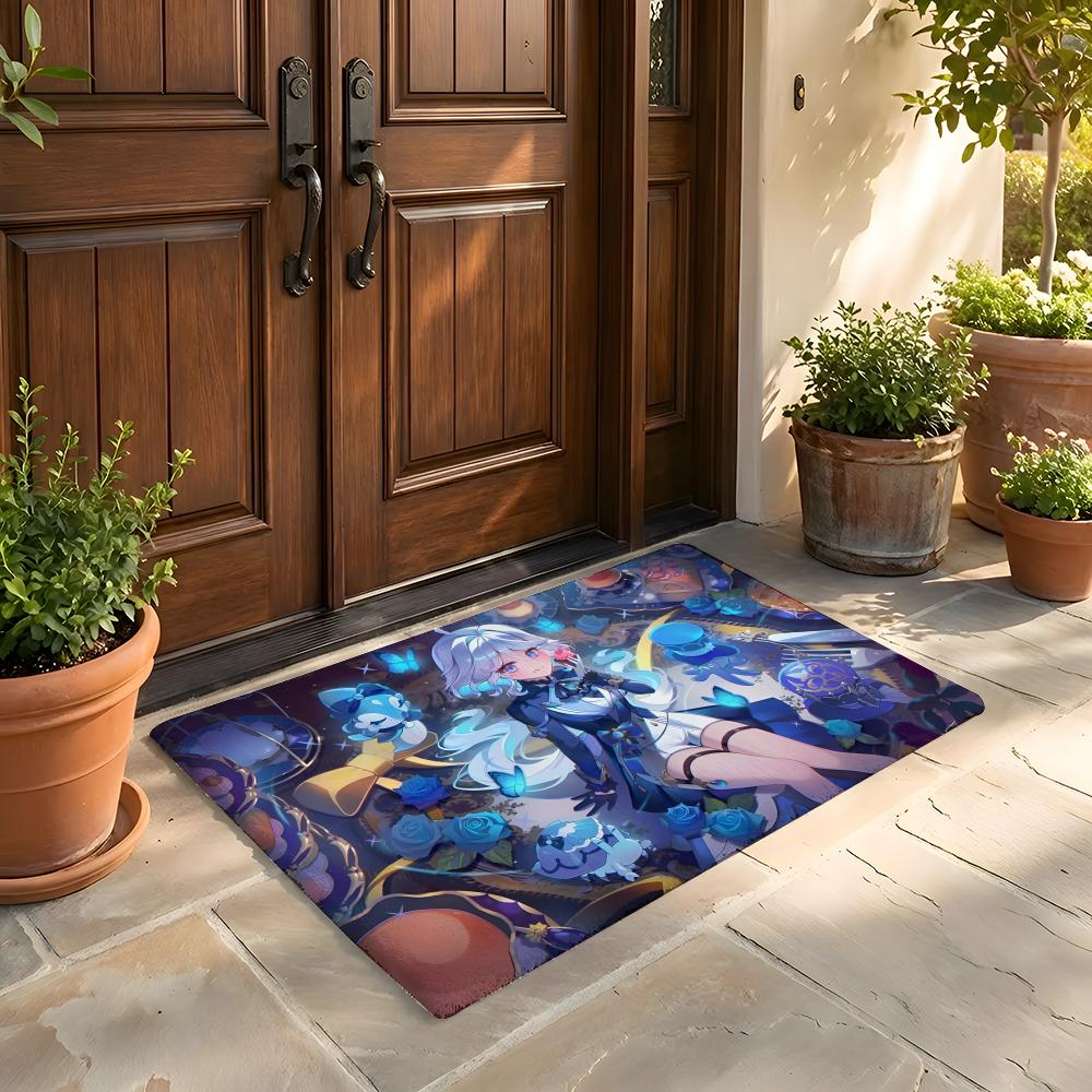 Floor Mat Soft Flannel Rug Non-Slip Absorbent Mat for Bathroom Bedroom Home Decor Genshin Impact Furina