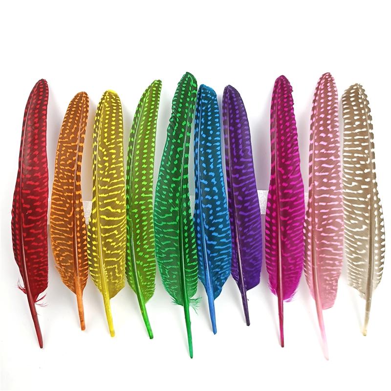 10Pcs/Lot 15-20cm Pheasant Feathers for Crafts Polka Dot Guinea Hen Flank Pearl Feather Headdress DIY Wedding Party Decoration