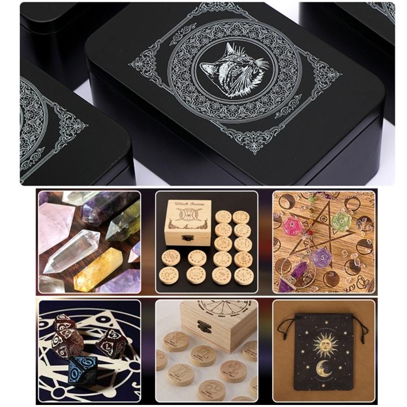 Boîte de Cartes à Jouer Étui pour Cartes à Collectionner Rangement pour Tarots Boîte de Rangement Métallique Vide pour Cartes de Jeu