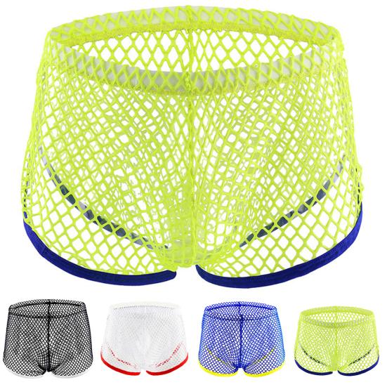 Fashion Sexy Mesh See-through Low Waist Men's Breathable Boxer Briefs Underwear
