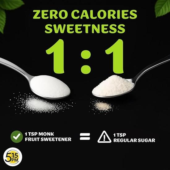 5:15PM Monk Fruit Sweetener Powder with Erythritol 400 G | Monk Fruit Sugar Extract For Cooking & Baking | Natural Sugar Substitute