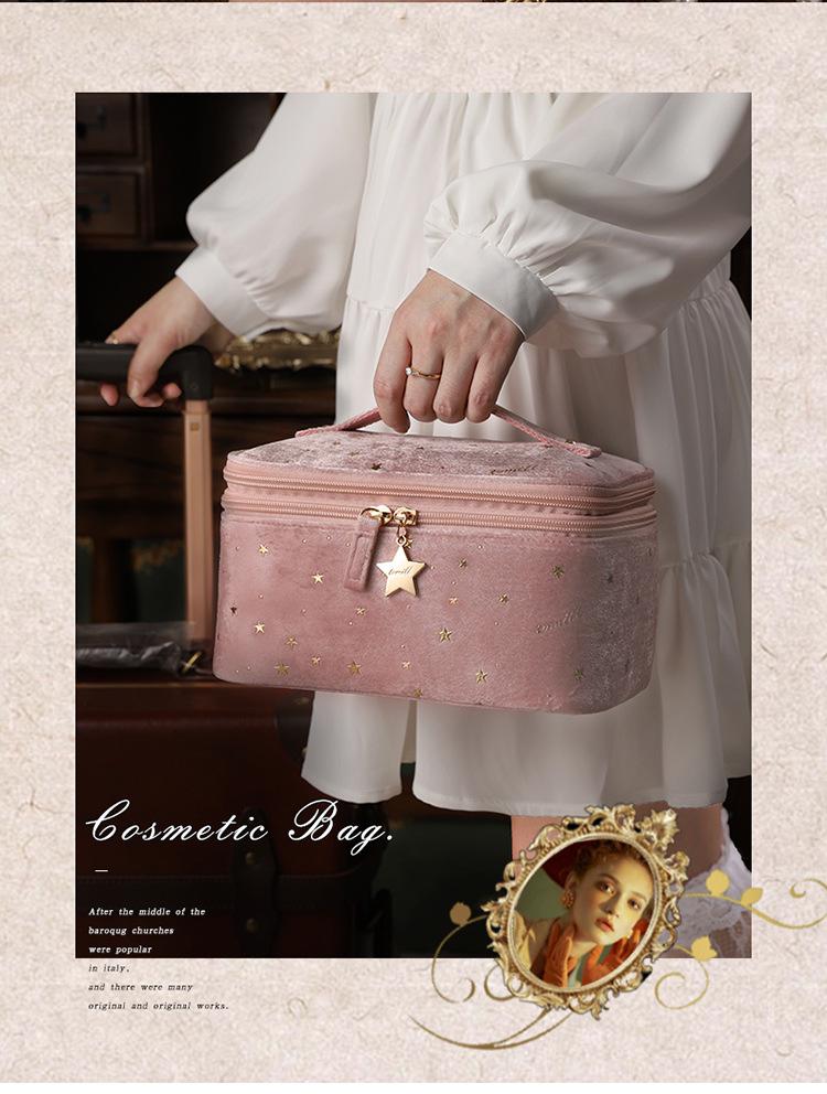 2025 Women's Large Capacity Velvet Cosmetic Bag - Portable, Stylish, Luxurious