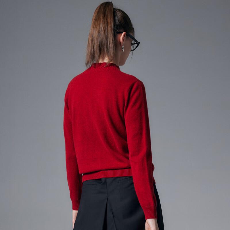 Women's Cable Knit Pure Cashmere Semi-High Collar Sweater
