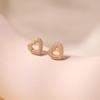 Women Sweet 18k Gold Plated Heart Shape Zircon Stud Earrings Jewelry