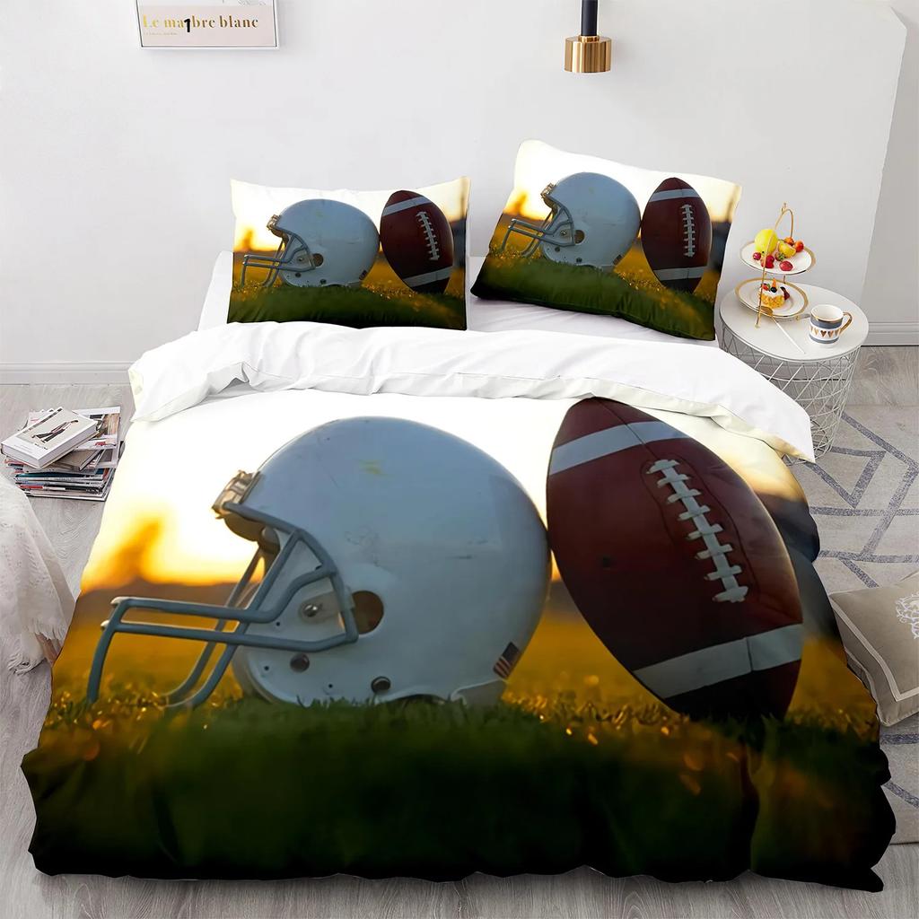 Premium Football Duvet Cover For Boys Girls Burning Football Microfiber Sports Games Theme Soft King Size Quilt Cover
