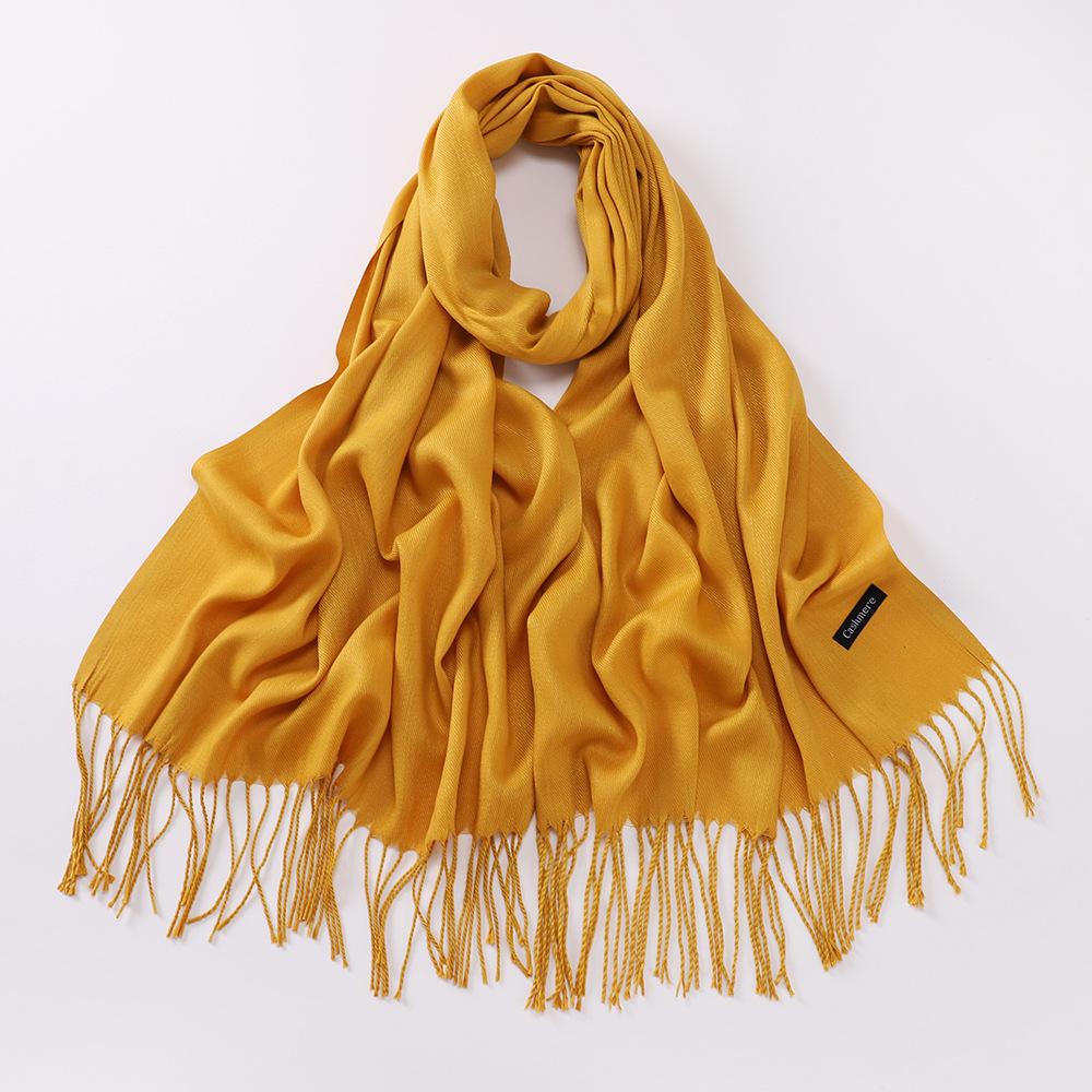 Autumn and Winter Multiple Solid Color Imitation Cashmere Scarves for Women, Single Color Thickened Warm Tassel Shawl Scarf, Scarf in Red