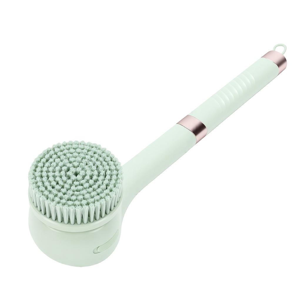 Electric Body Scrubber Water Proof 6 Brush Heads 3 Speed Settings Long Handle Soft Rechargeable Body Scrubber Green