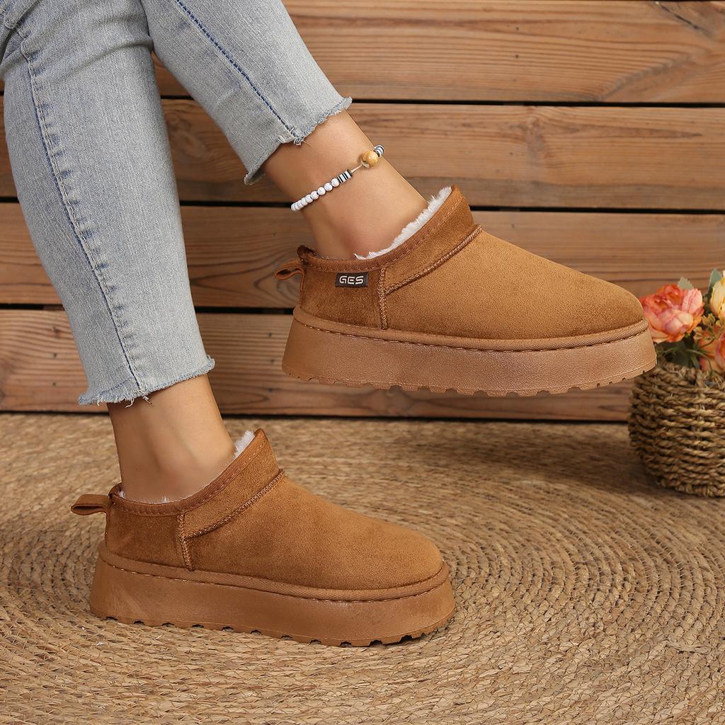 Women's Ankle Boots with Suede Upper and Short Plush Lining. Simple and Versatile Style. Suitable for Casual Wear Snow Boots.