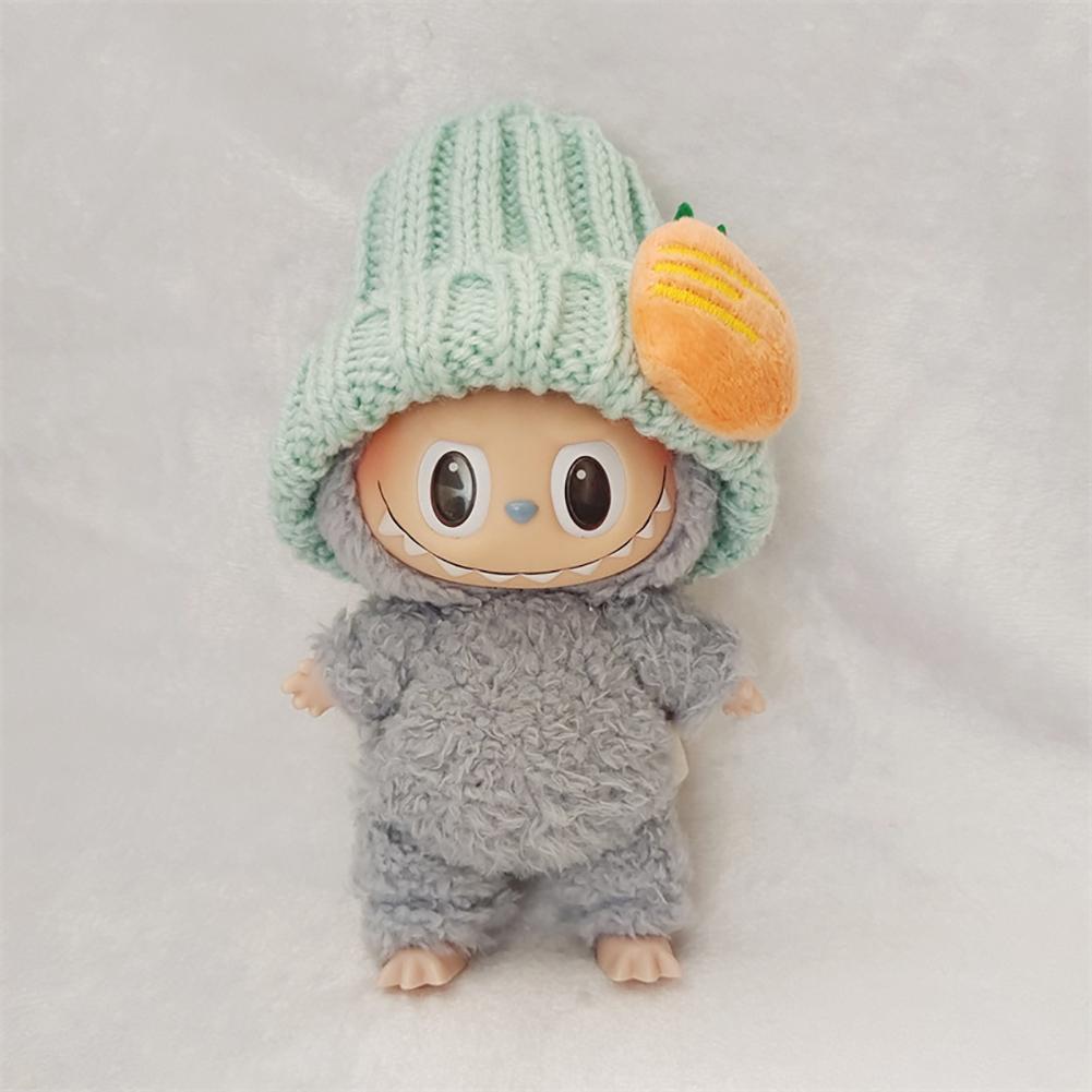 Doll Woolen Hat for Dollhouse Miniature for 15cm Labubu Color Match Hat Kawaii Cute Doll Accessories Kids Girls Toys