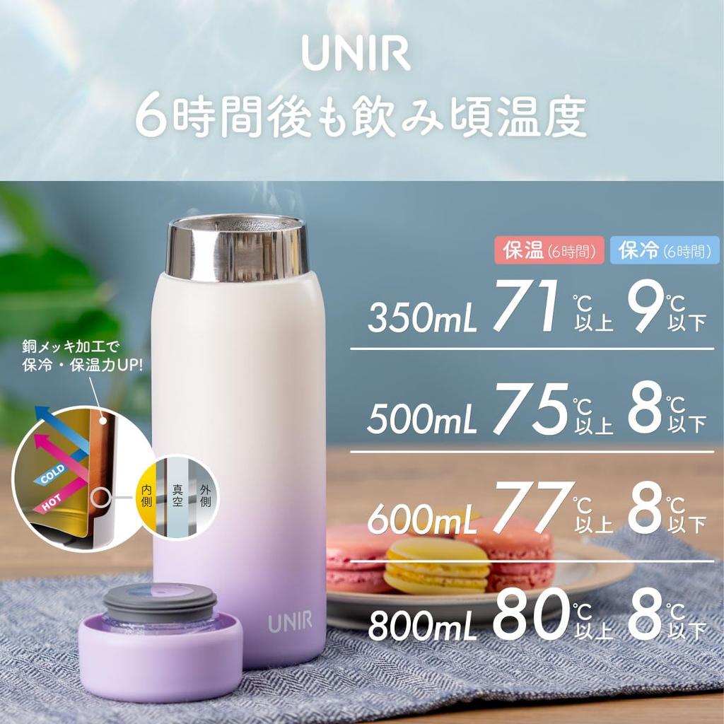 UNIR Atlas Water Cold Hot Vacuum Stainless Direct Easy to Integrated Gradient Pink and White AOSL-350PXW Bottle, 350ml, & Insulated, Insulated, Steel,