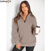 Autumn and Winter Women's Casual Fashion Half Zipper Pullover Sweatshirt