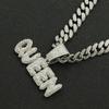 Men's Hip Hop Rhinestone Letter Pendant Cuban Chain Necklace