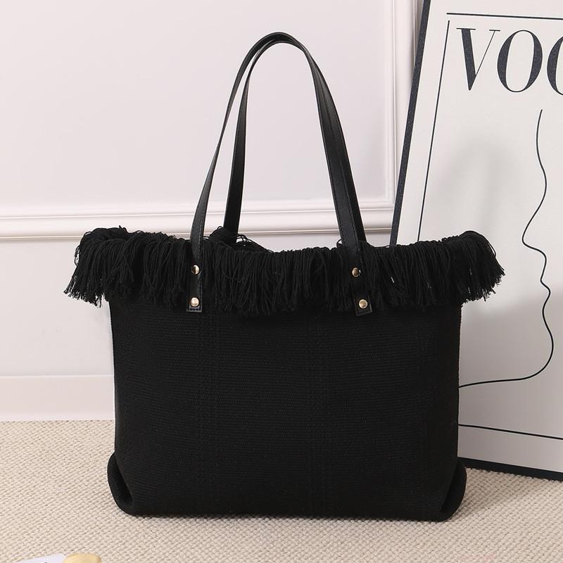 IELGY Ladies Tote Bag Large Capacity Simple Portable Commuter Woven Beach Bag