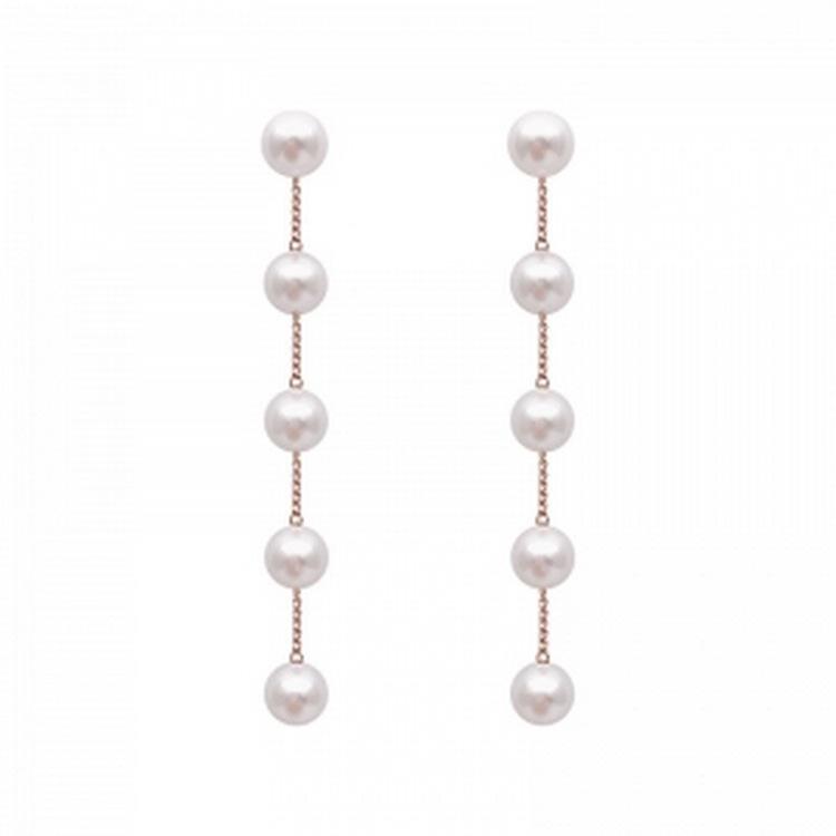 Cercei cu ciucuri de perle de modă coreeană - Design cu lanț lung