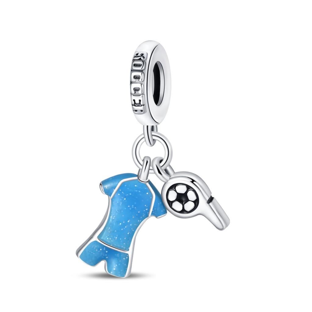 925 Silver Plated Soccer Ball Champion Cup Charms Beads Fit 3mm Bracelets DIY Football Jewelry Gift