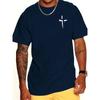 Summer Men's 100% Cotton Casual Loose Large Cross Faith Printed Sports Comfortable Round Neck Short Sleeve T-shirt Top
