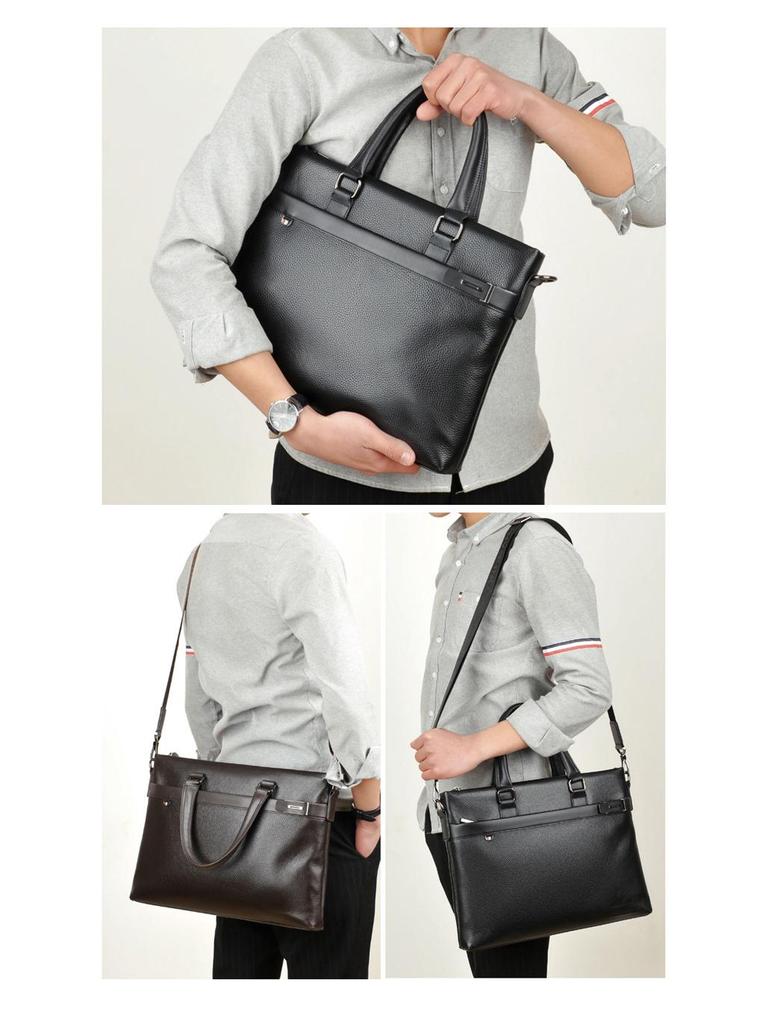 Men's Genuine Leather Cowhide Laptop Crossbody Bag - Business Travel Trend
