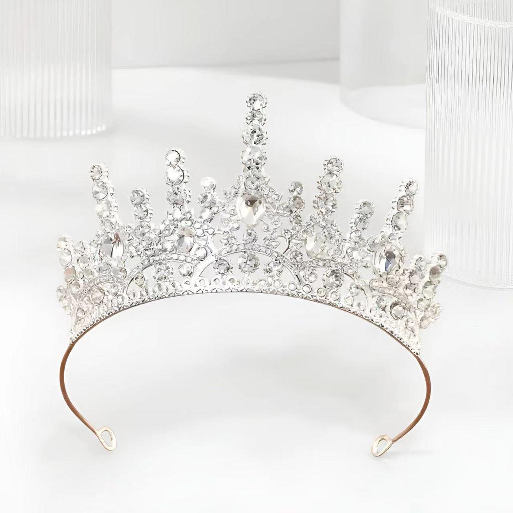 Girls' High-Grade Crystal Princess Crown Headband for Birthdays and Fashion Shows