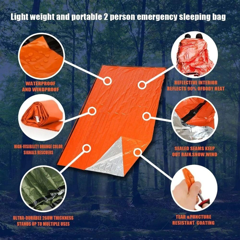 Reusable Survival Sleeping Bag Waterproof Thermal Blanket Kit Emergency Sleeping Bag  Survival