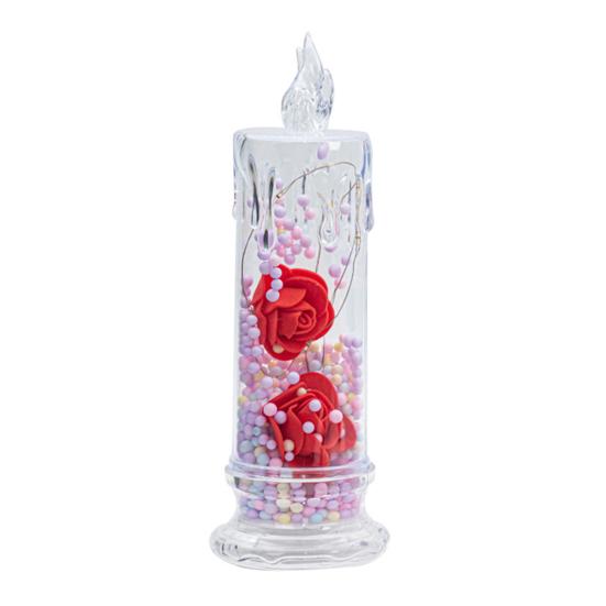1Pc/2Pcs Eternal Flower Flameless Candles LED Flickering Pillar Candles Valentine's Day Night Light for Wedding Home Decor