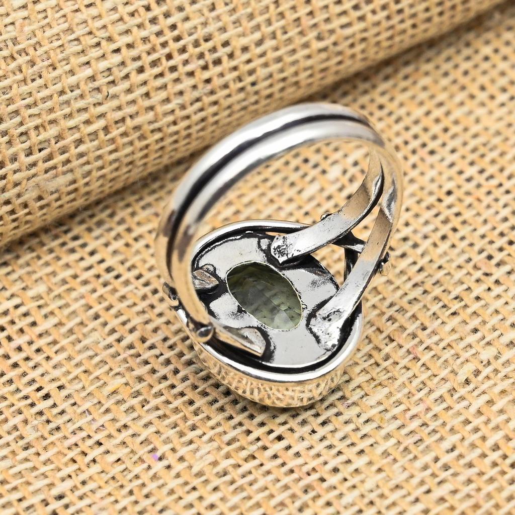 Amazing Aqua Apatite Gemstone 925 Sterling Silver Handmade Jewelry Ring For Gift